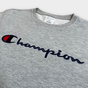 【champion】刺繍ロゴ スウェット トレーナー プルオーバー チャンピオン グレー L US古着