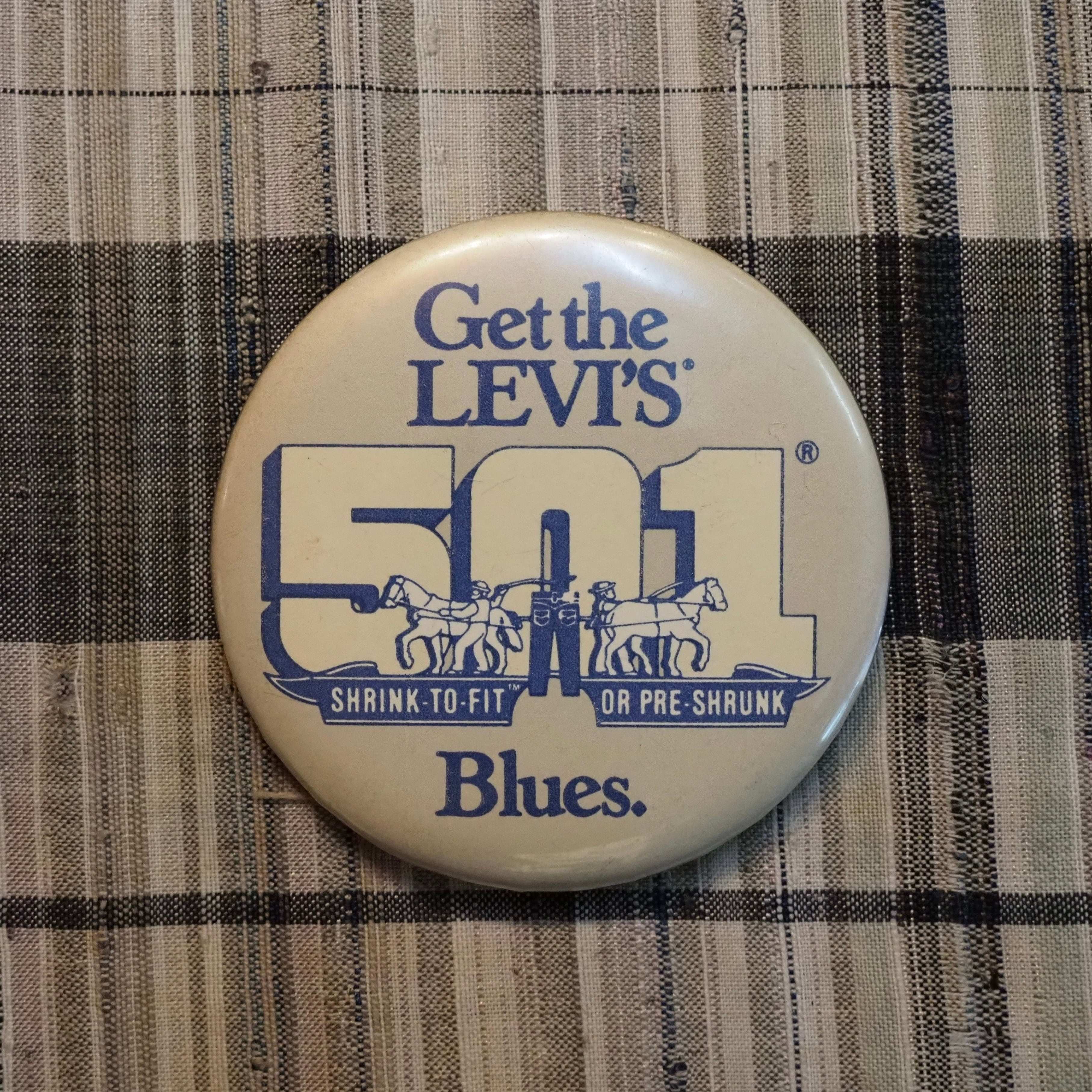 80’s Levi’s 501 Blues Advertising Pinback Buttons リーバイス 501 缶バッジ