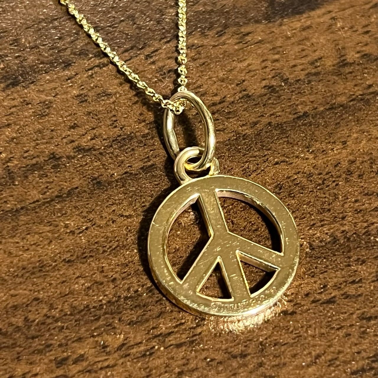 OLD TIFFANY & CO. Peace Sign 18K Gold Charm Necklace | オールド