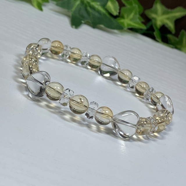 2.ハート水晶×シトリン・デザインブレスレット