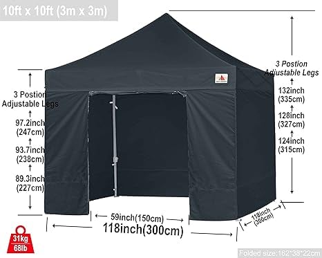 ABCCANOPY ワンタッチタープテント 屋根用ポール付き 横幕4枚 3m ABCCANOPY ワンタッチタープテント 屋根用ポール付き 横幕4枚