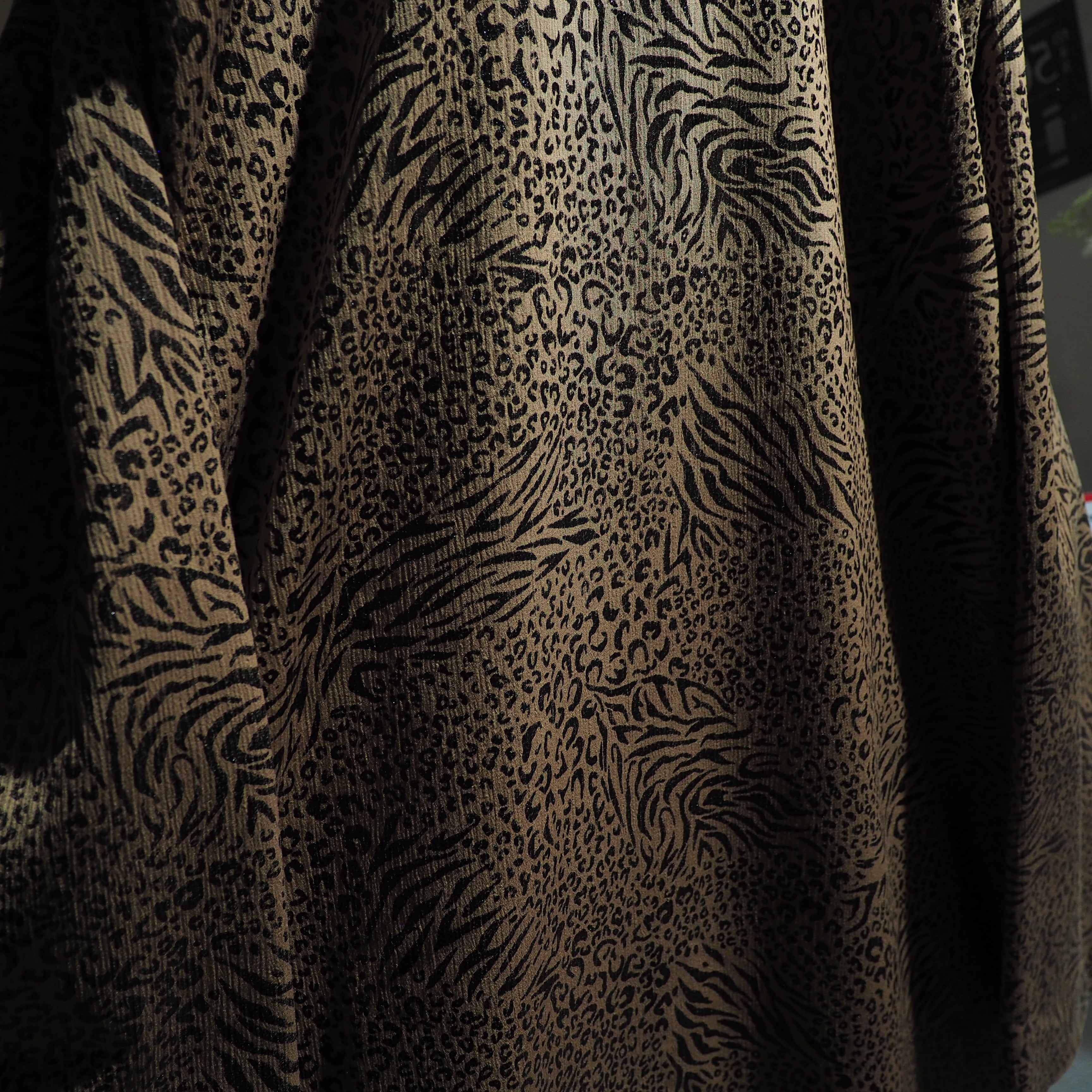 1990s Pleats line × Animal pattern coating vintage loose half coat jacket
