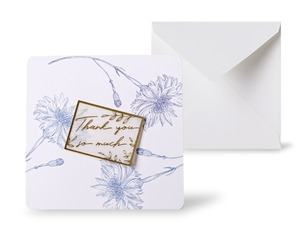 12種類のスクエアグリーティングカード 《Line Flowers Chalk blue ラインフラワー/チョーク・ブルー 》
