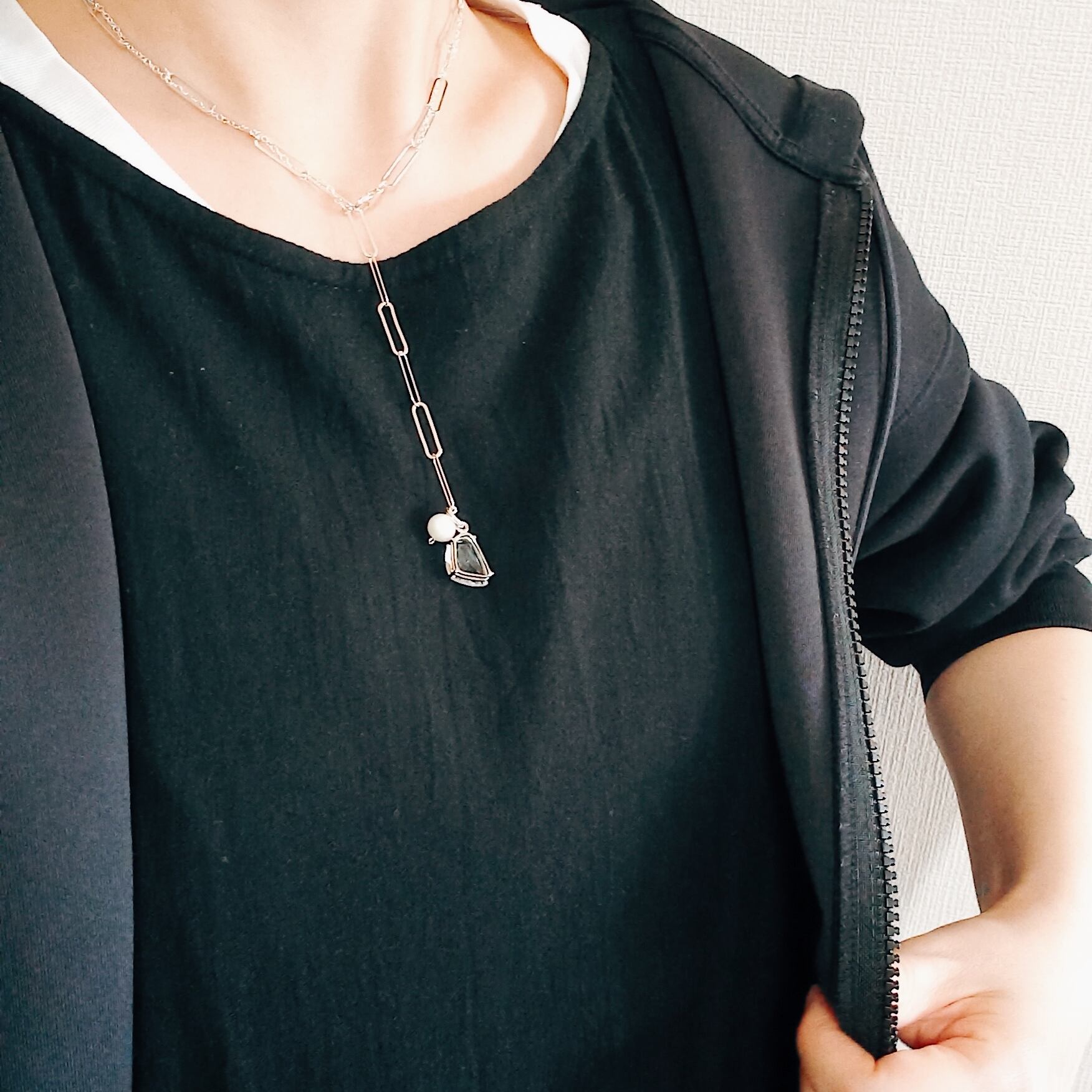 エンチャントシマーSV925ダブルチェーン＆クリスタルのネックレス