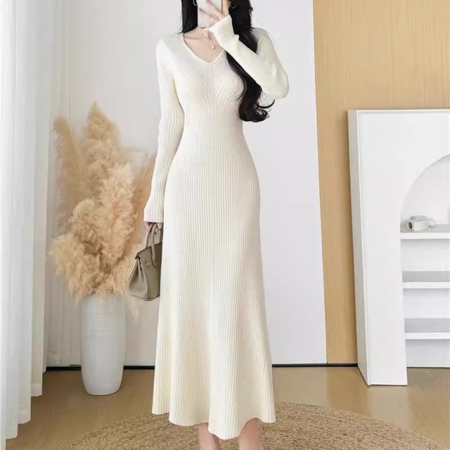 リブマーメイドワンピース（4color） A1160