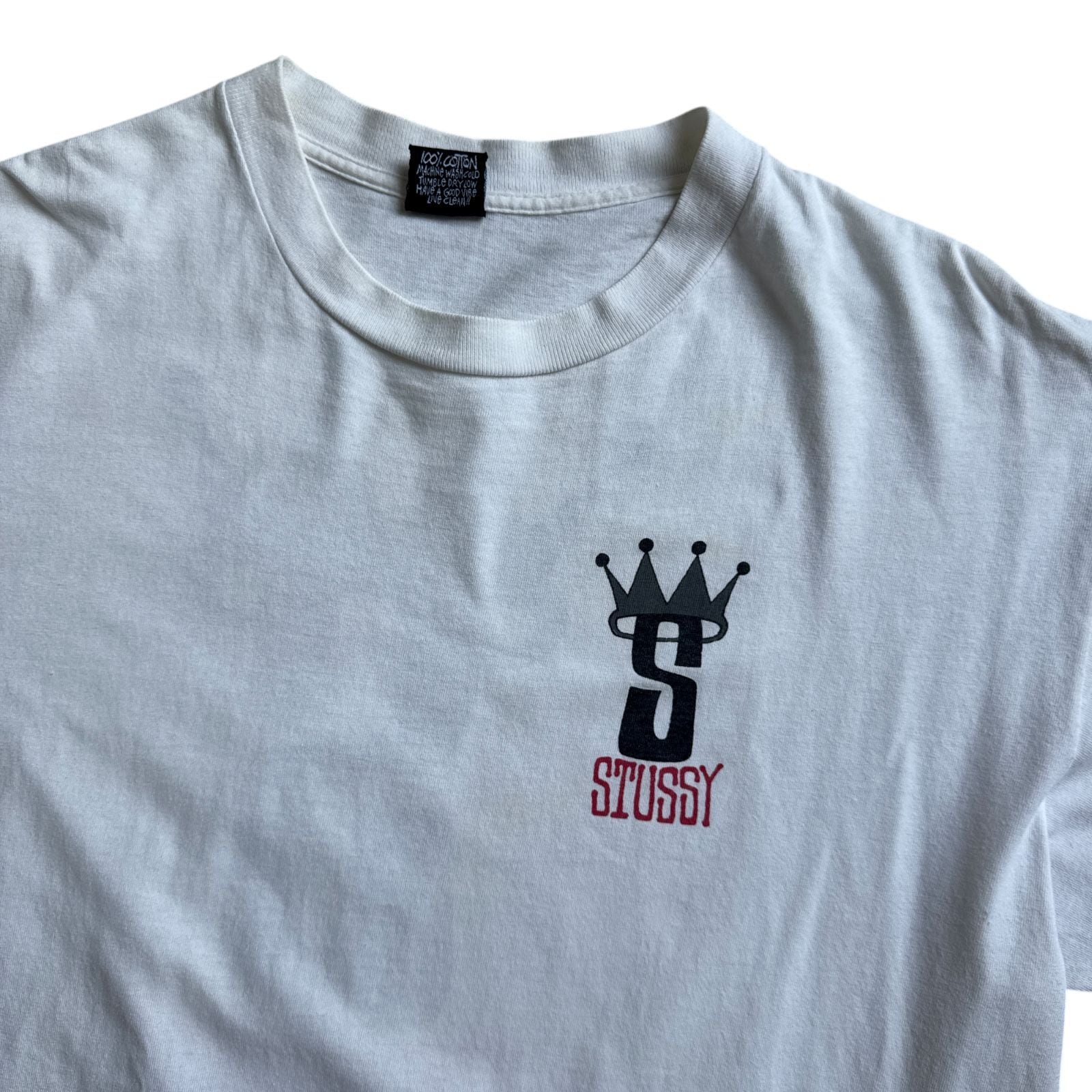 80s - 90s stussy 初期 黒タグ Crown S Logo クラウン ロゴ Tシャツ XL