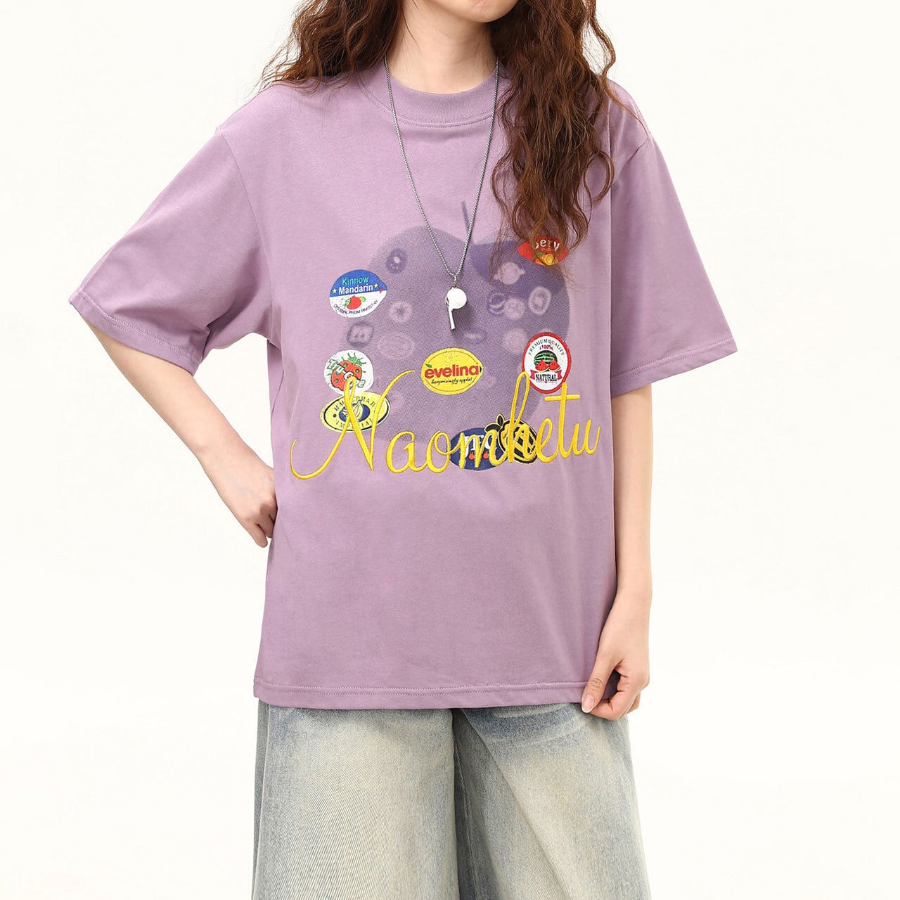レトロラベルコラージュレタリンググラフィックTシャツ 2col R02489