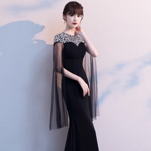 ブラック スパンコール ロングドレス