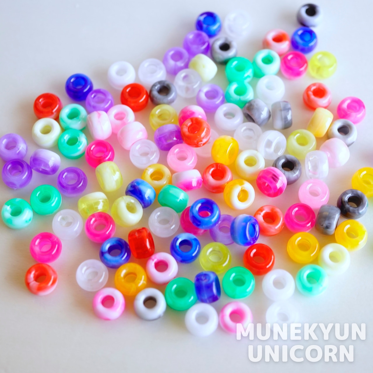 #490-PO 【30個/30pcs】マーブル ポニービーズ / Marble Pony Beads