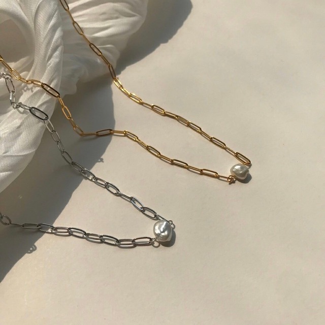 chain pearl necklace【 2color 】