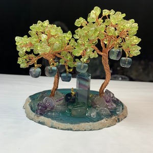 2.ペリドット招財樹×フローライトねこ