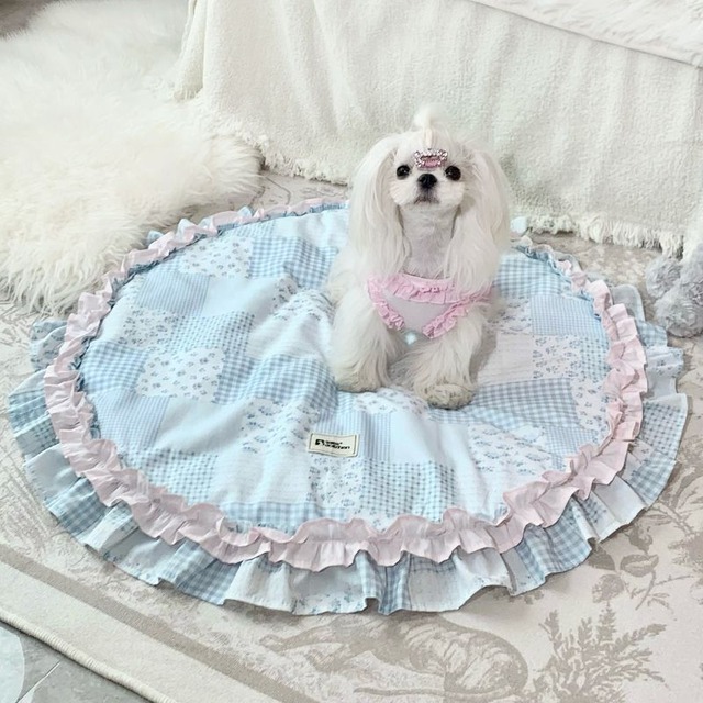 スカイブルーのサークルカフェマット　00570