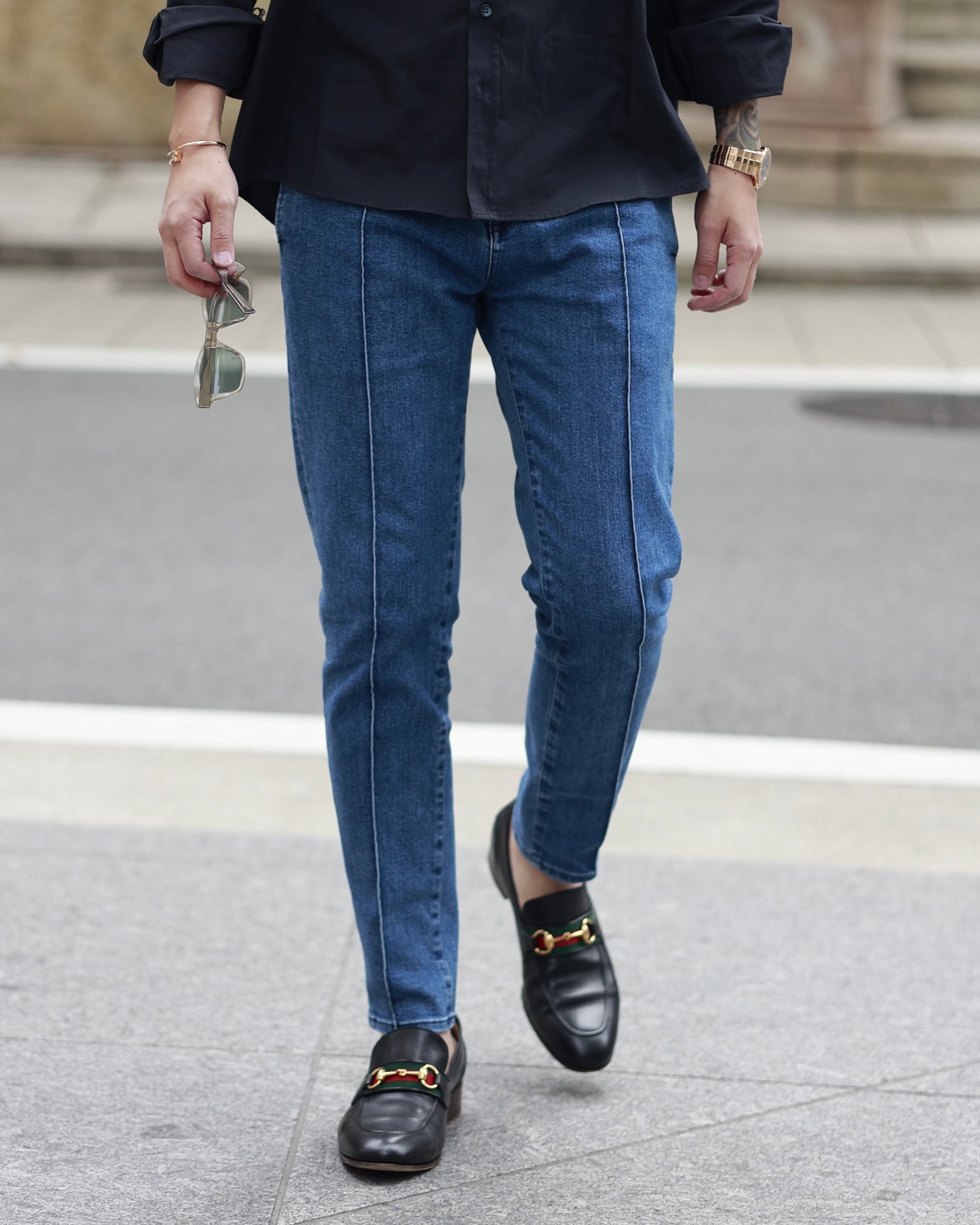 KV-555】岡山デニムストレッチテーパードスラックス【テーパード