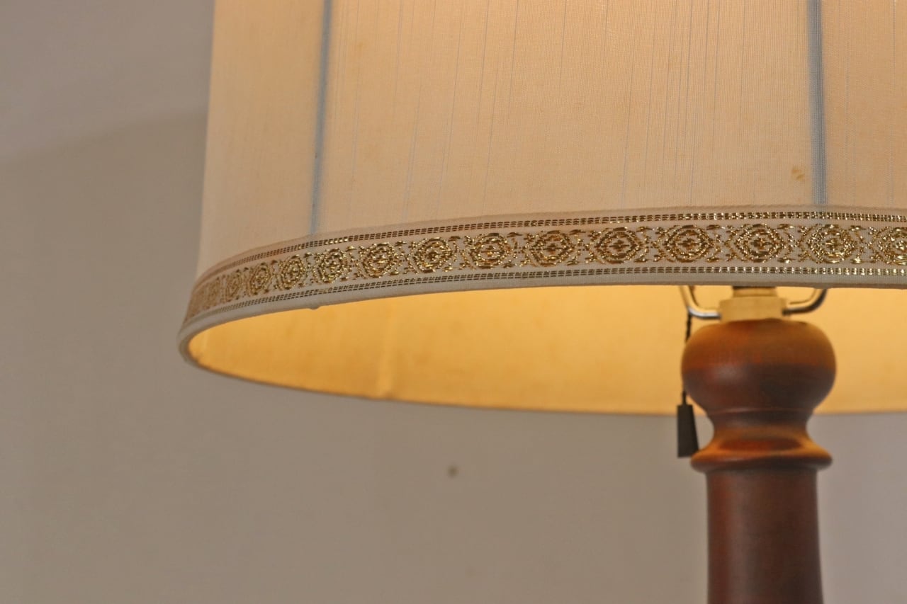 レトロ フロアライト ランプ 照明 クラシカル 布シェード 白 ホワイト