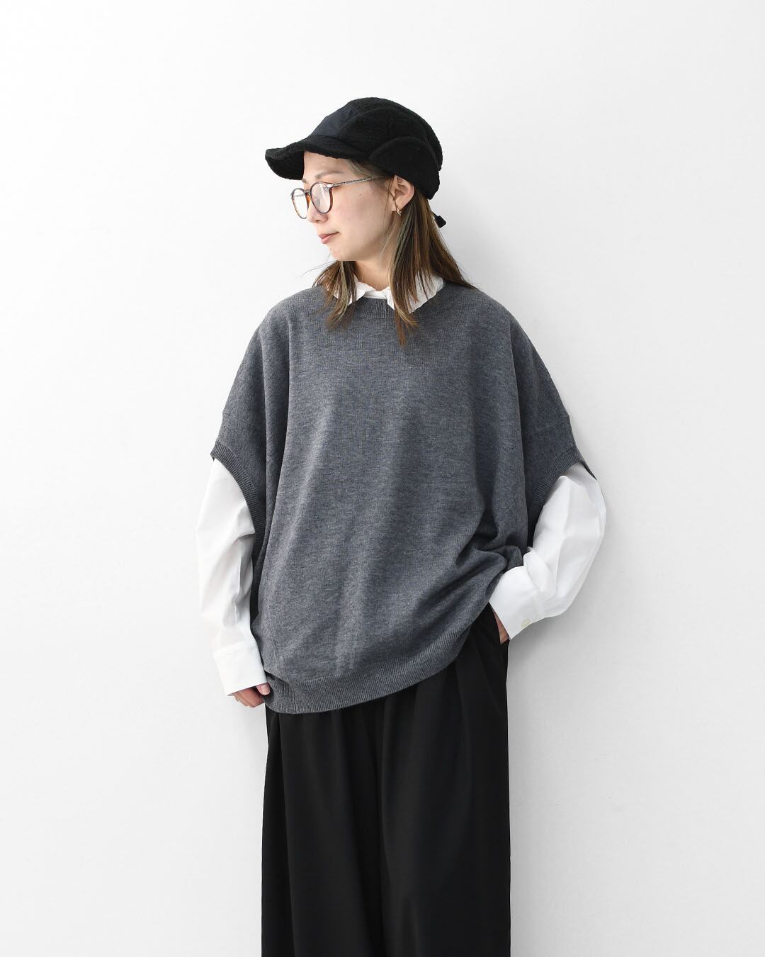 mizuiro ind [ミズイロ インド] cocoon wide vest [4-220104] コクーン