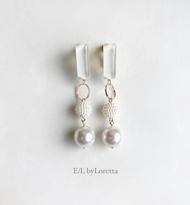 Color stick × w pearl pierce/earring(Ivory) [cc]