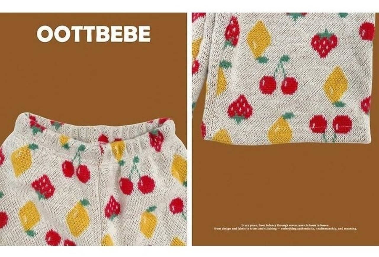 韓国子供服 / 26winter / oottbebe / チェリーパフニットセットアップ / ベビー&キッズ / 冬服 *XS~XL*