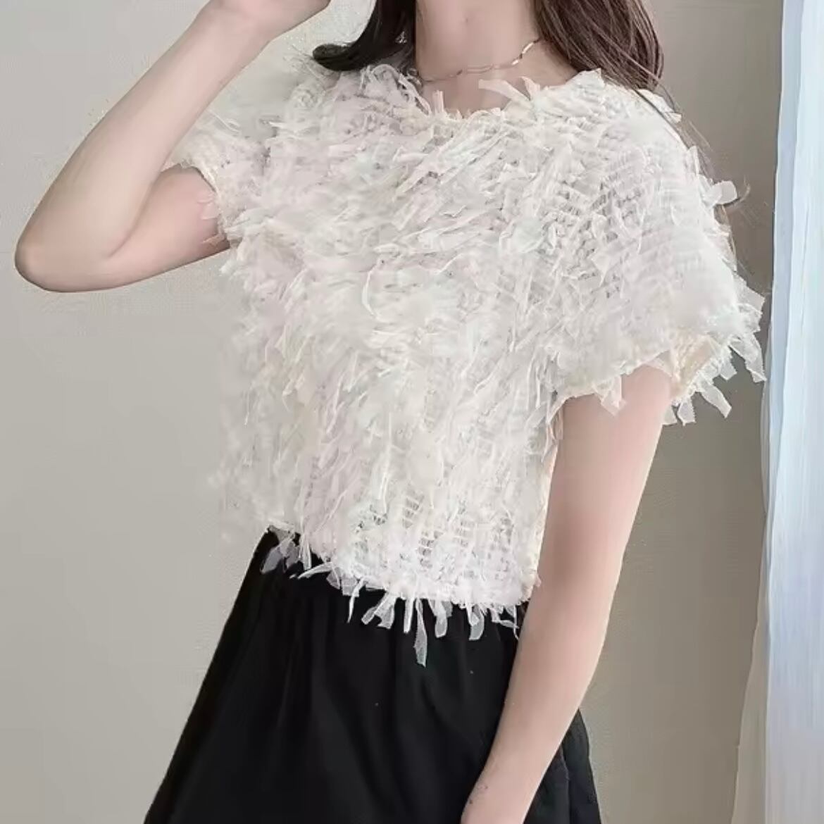 ribbon soft tulle tops