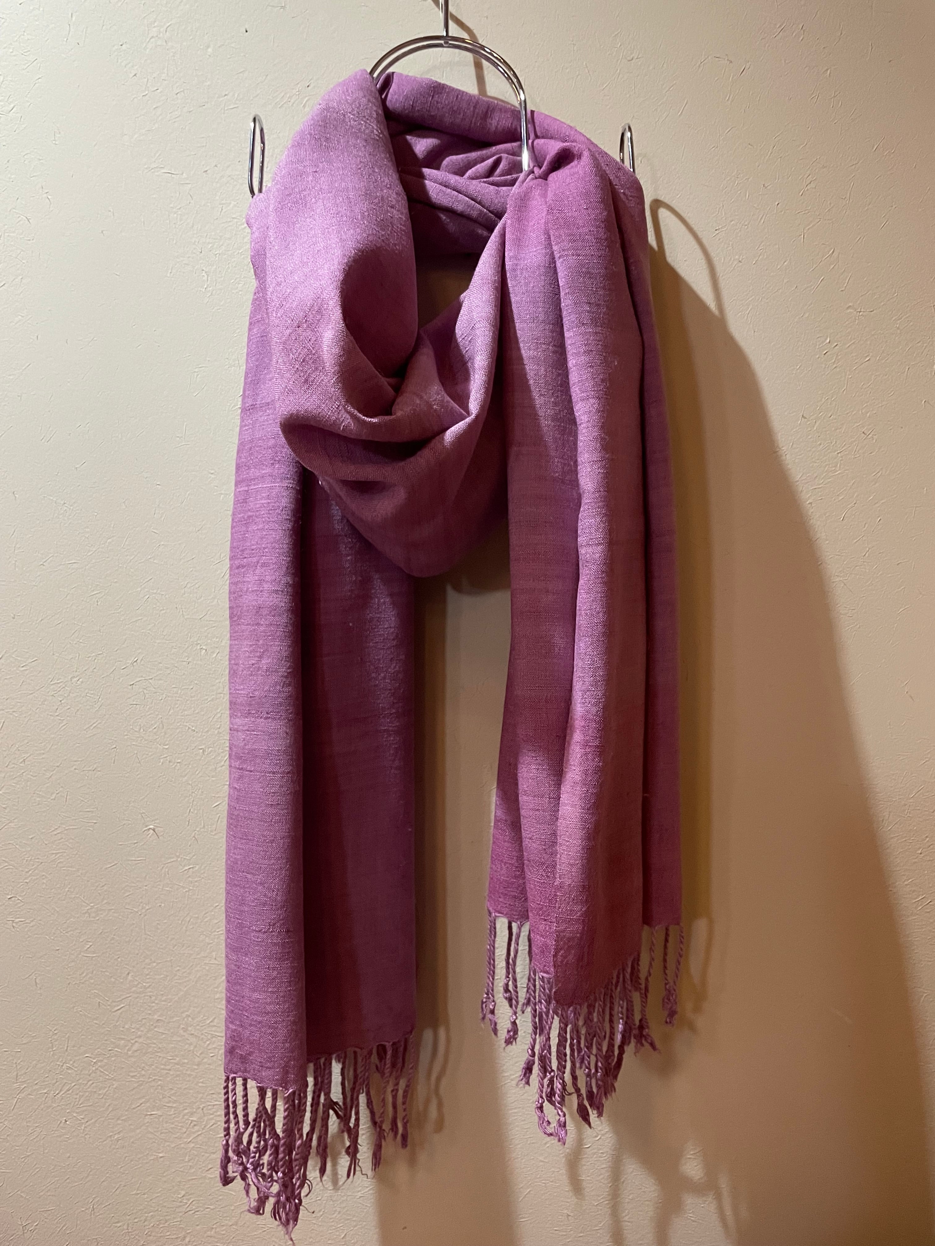 コチニール染 エリ蚕シルク大判ストール アヒンサーシルク100% 若紫