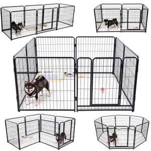 【在庫のみ】KIRATAKU 犬 ゲージ 大型犬 サークル 60/80/98CM ペットサークル サークル ペット ケージ 犬用サークル ペットフェンス 犬サークル 中型犬 スチール製 コンパクト 組み立て簡単 室内室外兼用 (ブラック 高さ80cm 6枚)