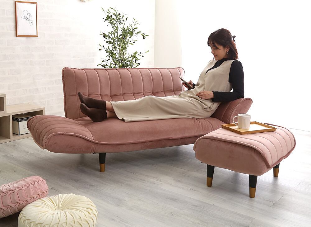 大人大人かわいいインテリア ベロアカウチソファ2人掛け