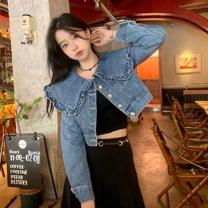 レースカラージャケット オータムショートルーズトップス 秋物 萌量不足25877547612