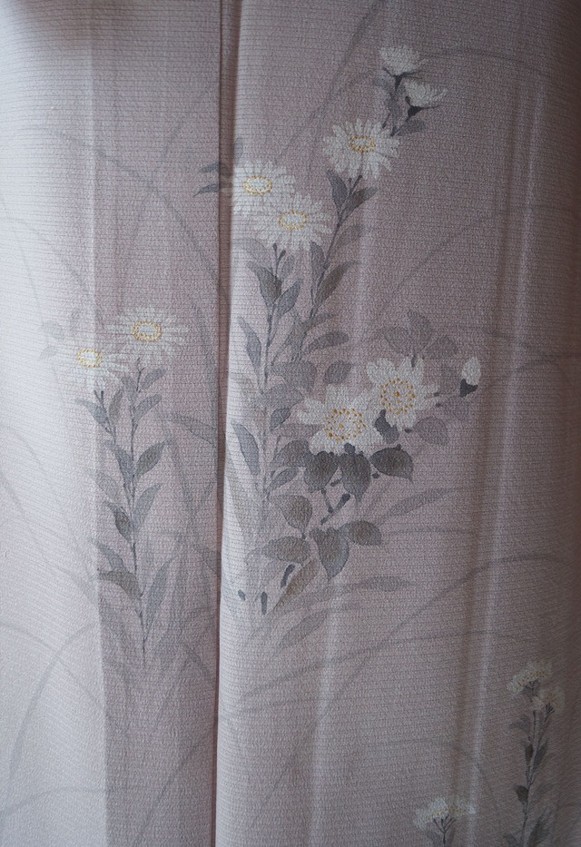 【夏・絽】撫子色暈し　花文　絽縮緬地　附け下げ