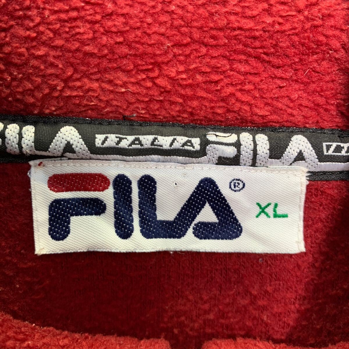 FILA フリースジャケット XL レッド フィラ ハーフジップ ビッグ