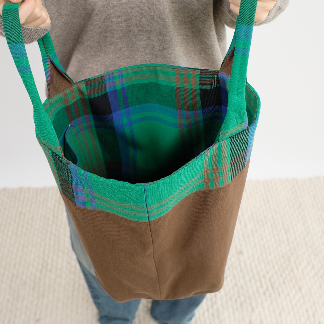 Contrast Check Canvas Tote T3975