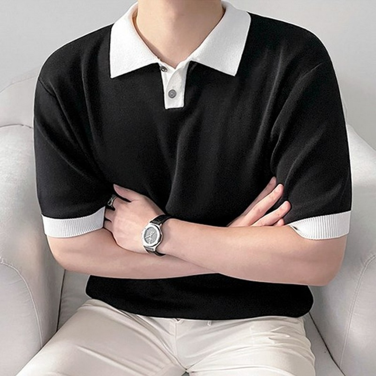 モノトーンバイカラーポロシャツ　MT0080223