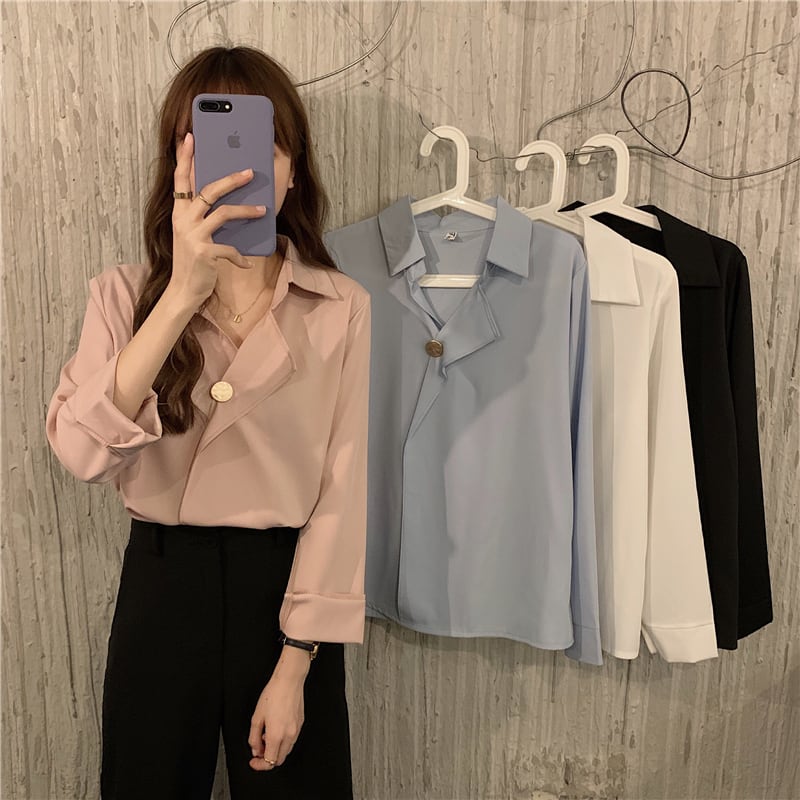 スタンダードホワイトシャツ スプリング長袖スリーブトップス ロング レトロ 春物 1号婦人60539708539