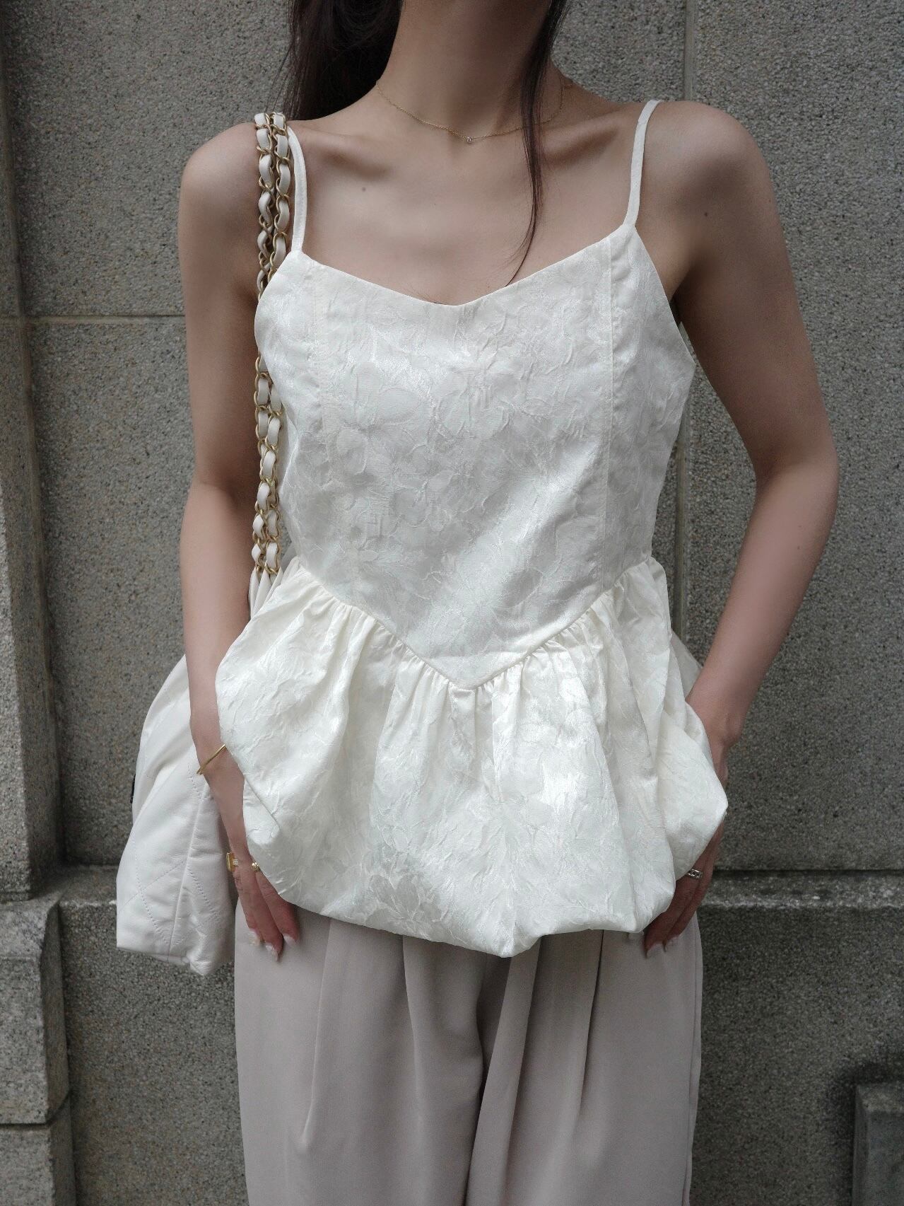 Peplum balloon blouse /ivory(6月中旬頃発送予定)