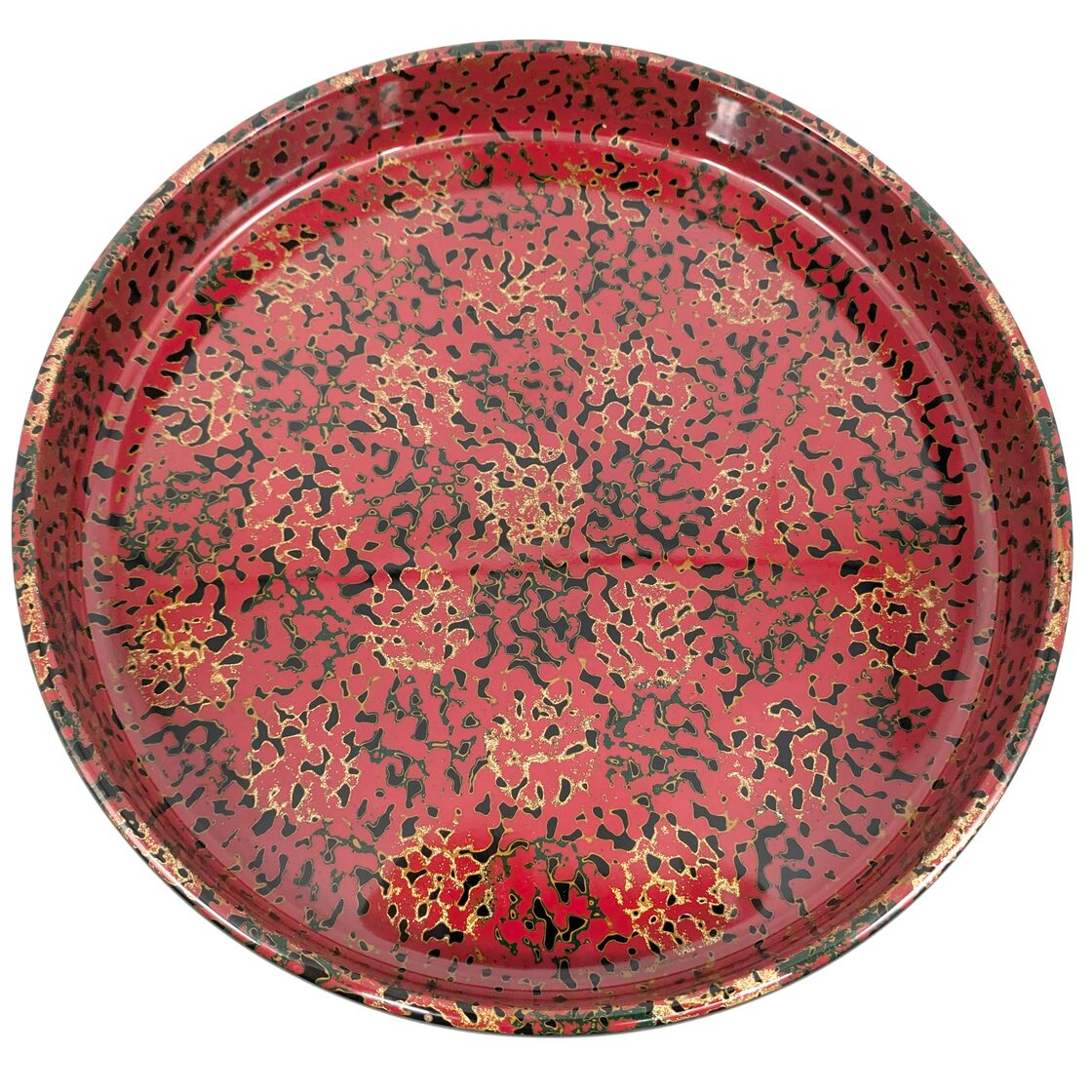 津軽塗（唐塗）バカ塗り・お盆・丸盆・トレー・漆器・伝統工芸・No 