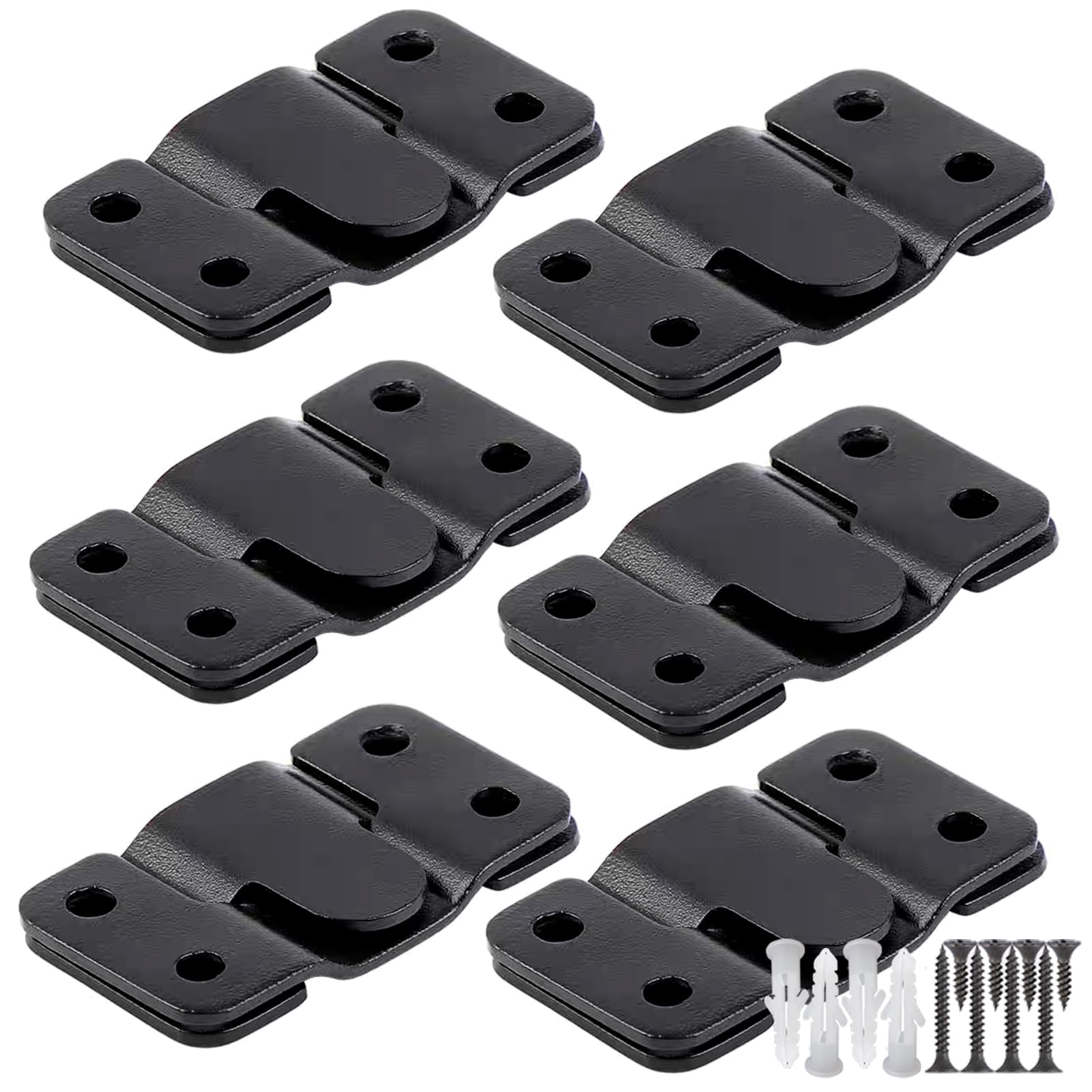 【数量限り】ブラケット金具 額縁吊金具 6組セット (54*30mm) 黒 ステンレス製壁掛けフック 絵画 額縁 時計 取り付け簡単 多機能 石膏ボード・木壁対応 ネジ/プラスチック拡張チューブ付き