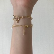 [パール × マットホワイト] ゴールドブレスレット　