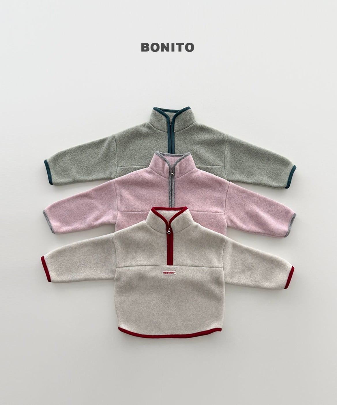 【予約/送料無料】BONITO / わたあめ配色ハーフジップ