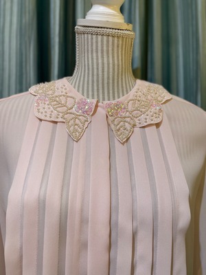 80's 90's tack blouse pearl embroidery