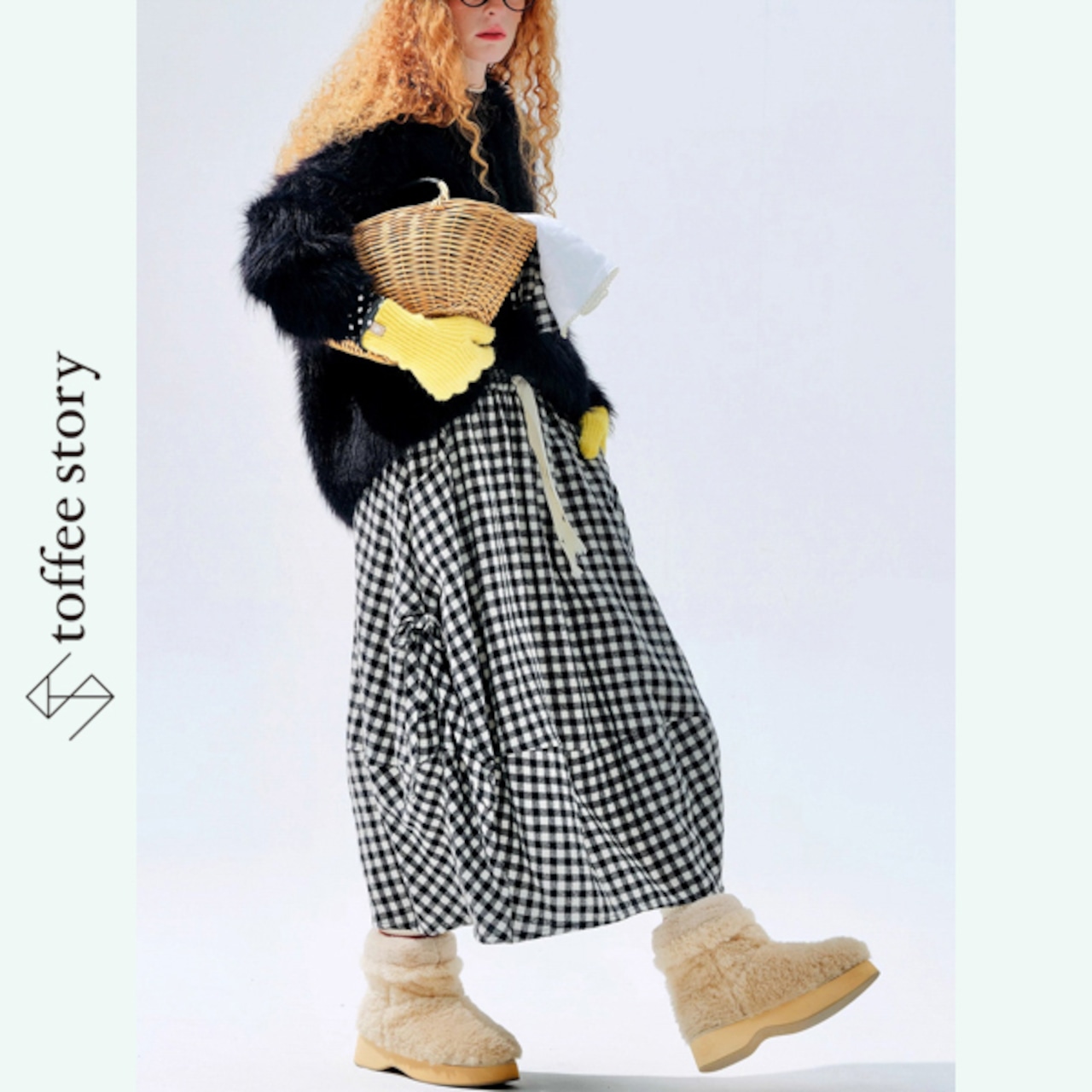 リボン×ギンガムのランタンロングスカート 《i0829》