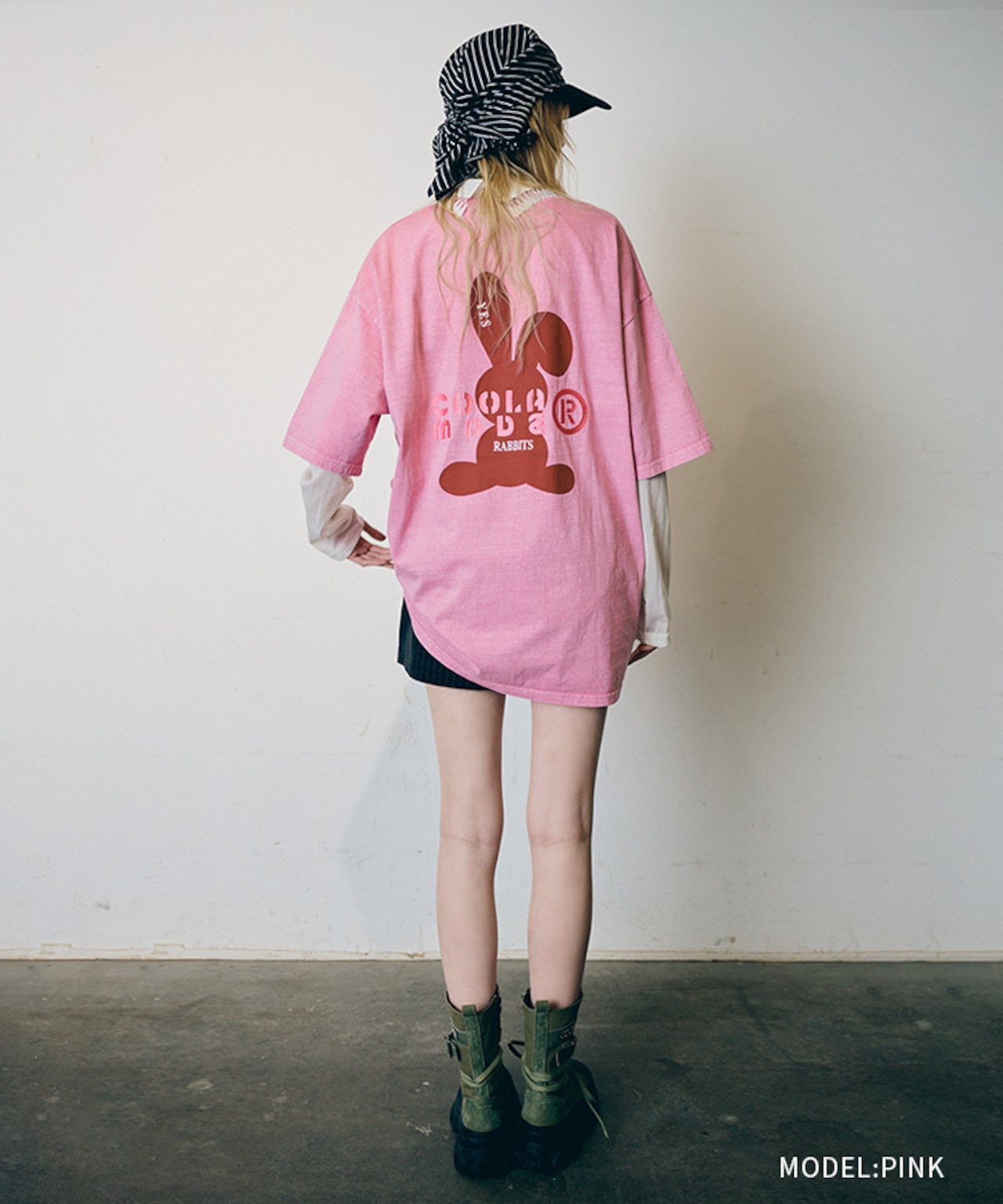 【直営限定ITEM】COOLAロゴエンブロイダリーラビットルーズTシャツ (PINK) CQ-48054H