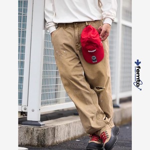 Damage processed loose fit pants 1048