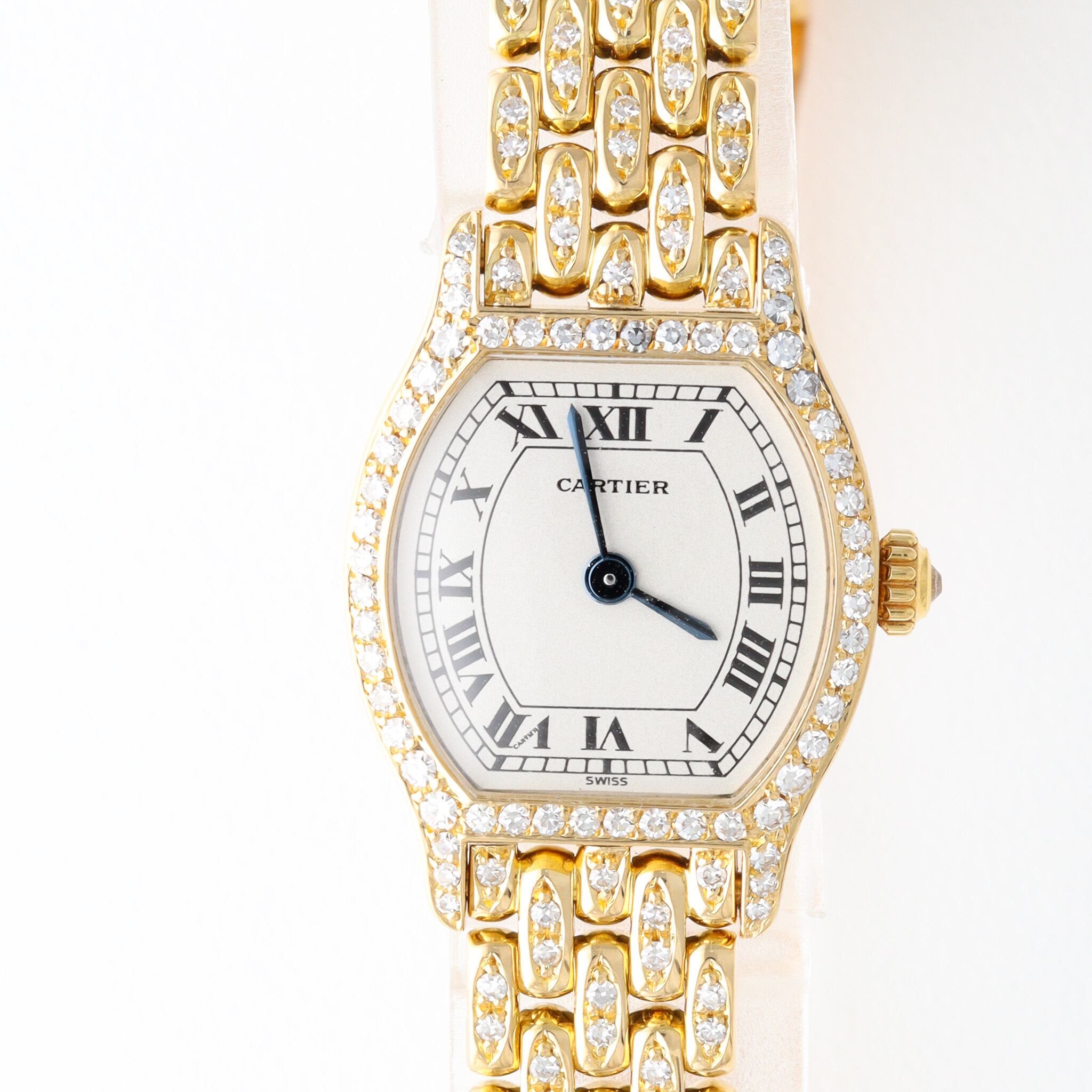 CARTIER カルティエ W504931 トーチュSM ダイヤモンド 腕時計 K18WG 革 ダイヤモンド レディース [中古] カルティエ トーチュ SM YG 純正ダイヤモンド ブレス | Ante Official