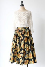 Sunflower pattern midi skirt