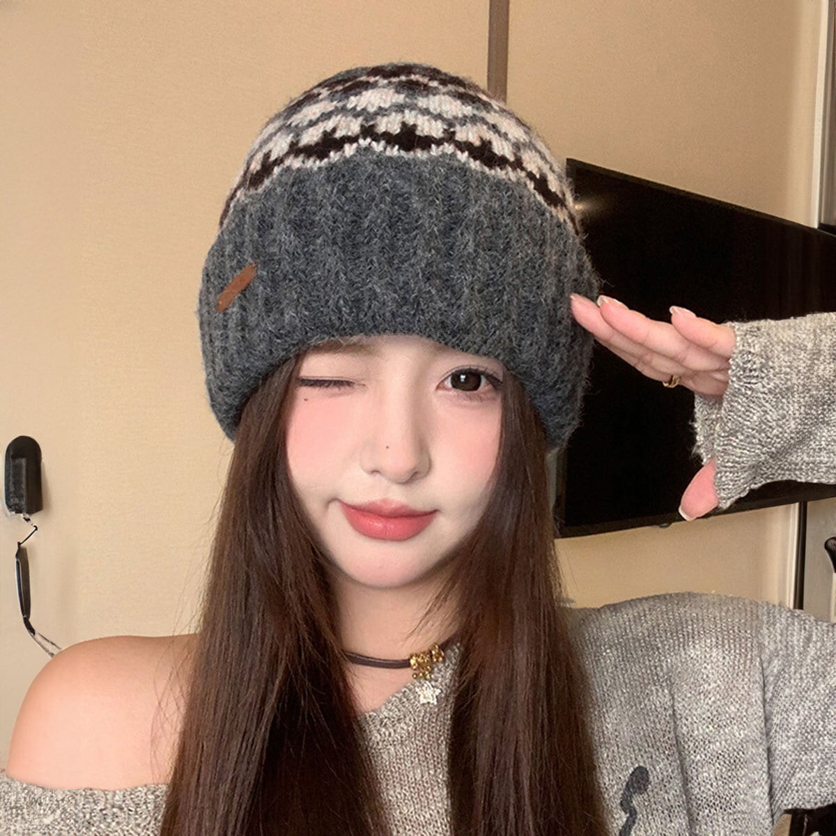 フェアアイル柄 ニット帽 レディース メンズ 帽子 秋冬 韓国 防寒 保温 暖かい 大人 かわいい 北欧風 きれいめ おしゃれ スキー スノボ アウトドア カジュアル 大人可愛い 大人女子