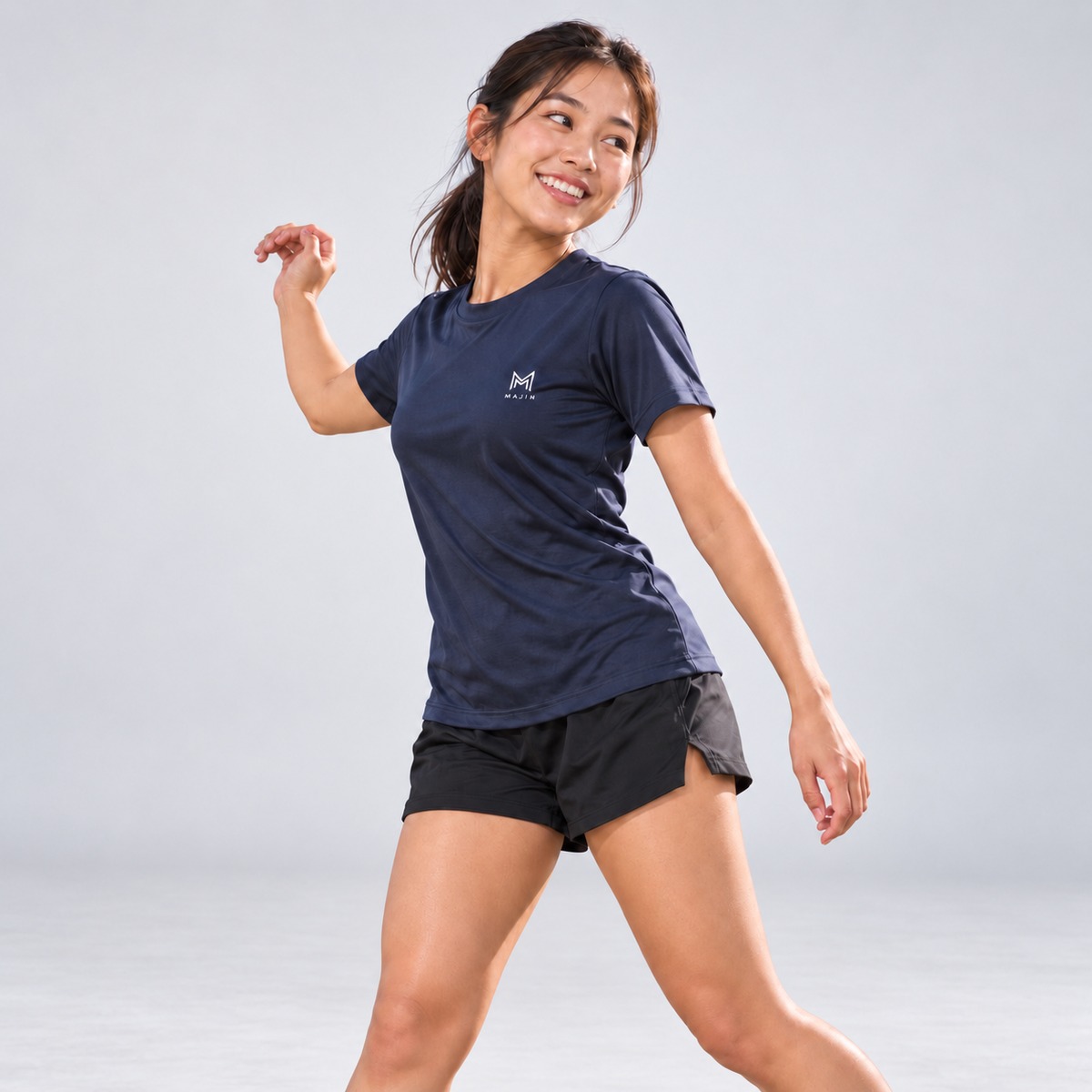 MAJIN 半袖スムースTシャツ ネイビー 左胸マーク MJ-HST00003 | MAJIN