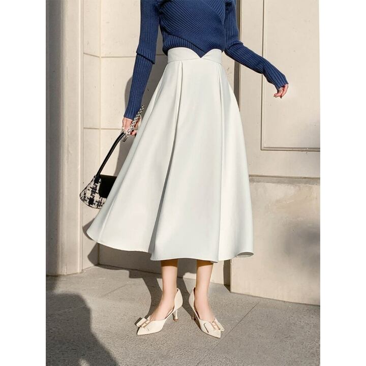 Wave waist flare skirt《2color》