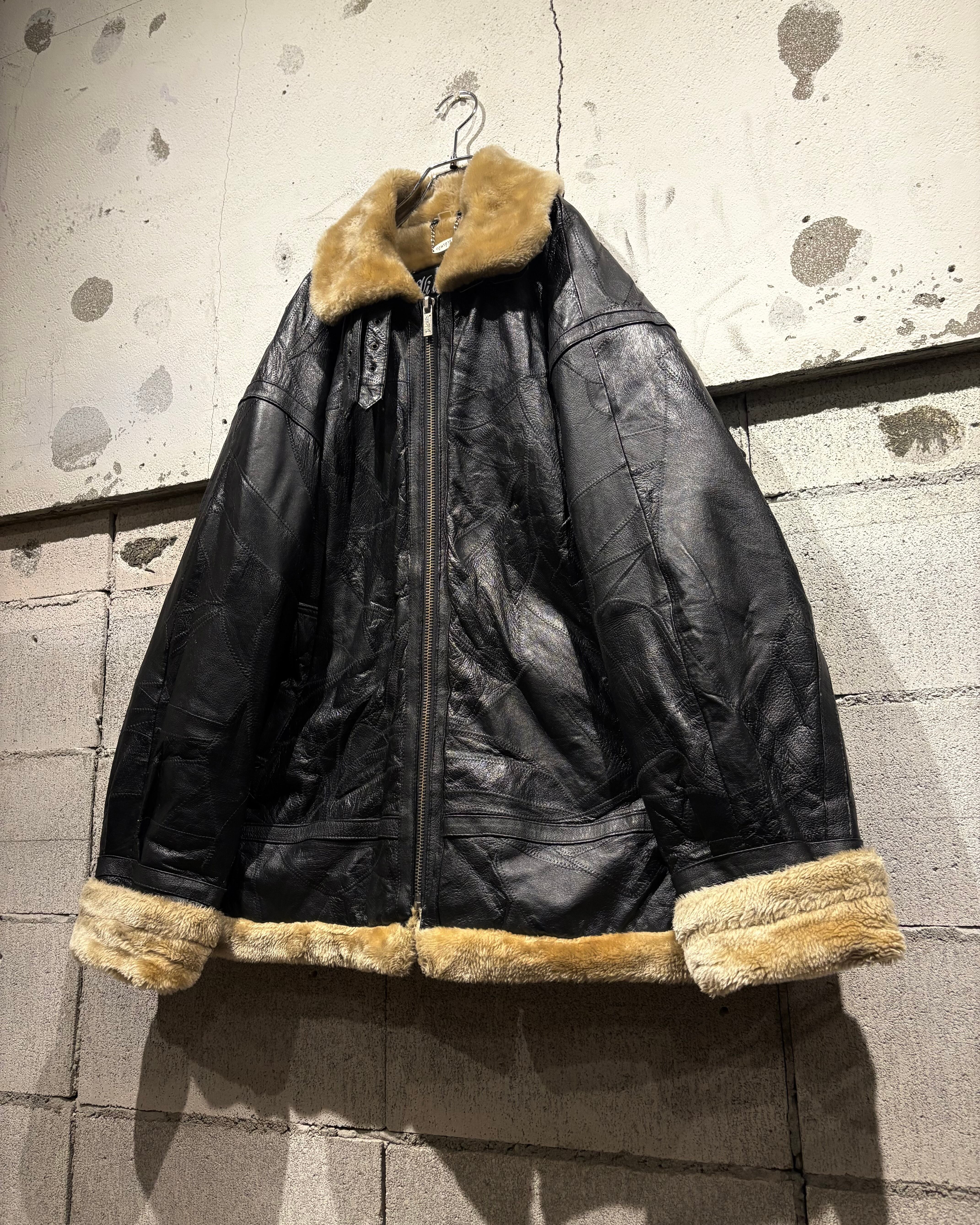 断*き様 週末限定セール⟡POPPY DOUBLE-SLEEVECUT JACK Caka otto】 “ツギハギ” Vintage Loose B-3 Type Mouton Jacket | Caka