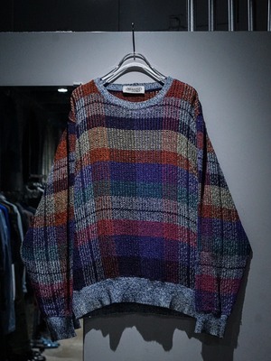 【add (C) vintage】"MISSONI" Multiple Color Checkered Pullover Knit