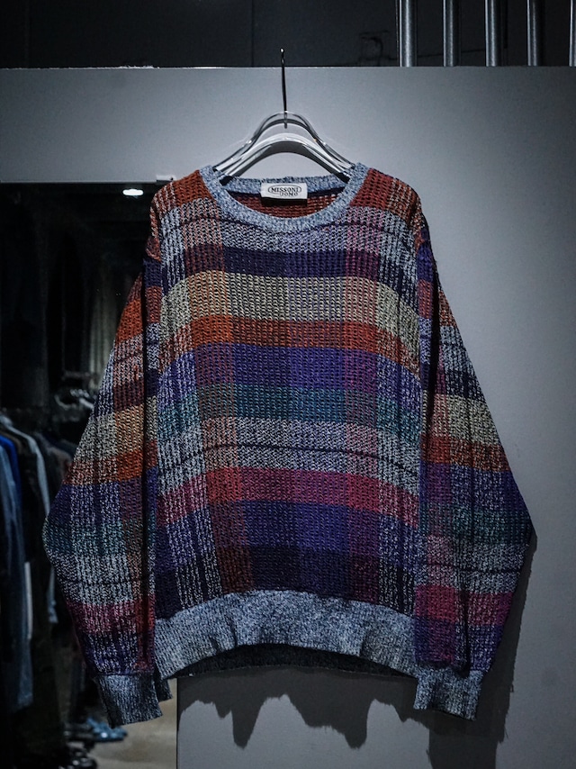 【add (C) vintage】"MISSONI" Multiple Color Checkered Pullover Knit