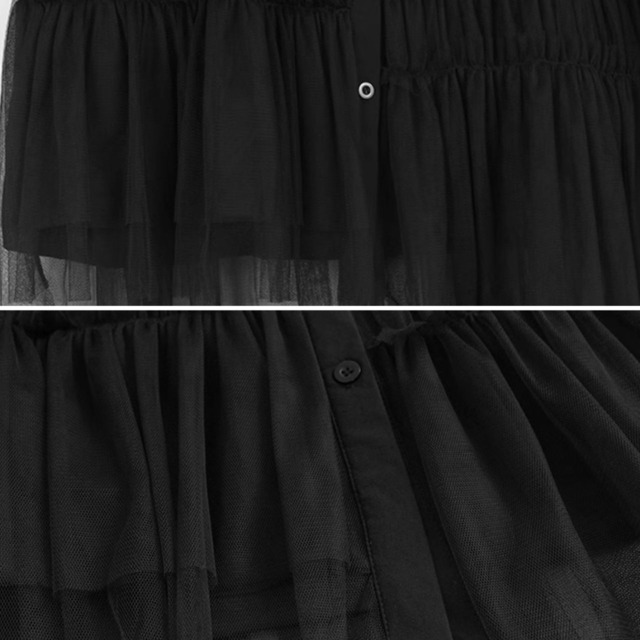 Tulle layered short shirt【3color】 C1038