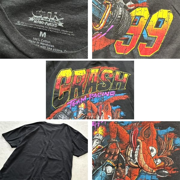 1点物◇クラッシュCTRレースゲーム黒プリントTシャツ古着メンズM